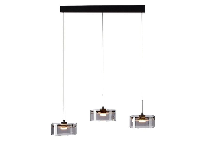 MONDO LED Pendelleuchte KARENA, 3-flammig, Rauchfarben, Schwarz, Metall, Hö günstig online kaufen