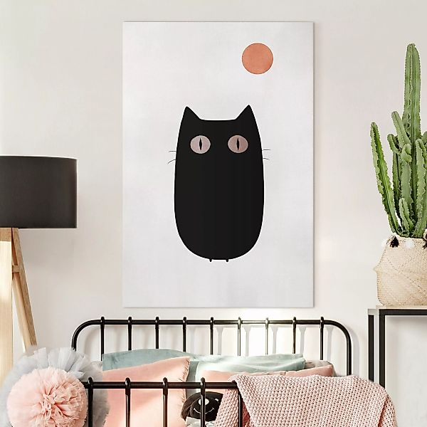 Leinwandbild Schwarze Katze Illustration günstig online kaufen