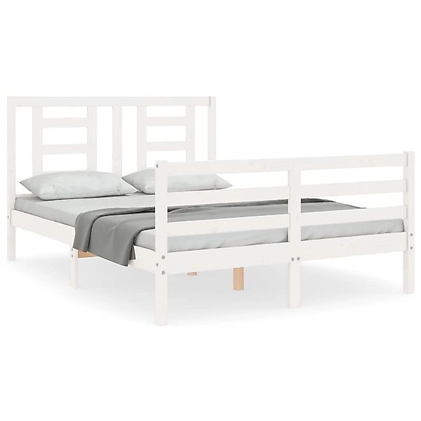 vidaXL Massivholzbett mit Kopfteil Weiß 140x190 cm 3194682 günstig online kaufen