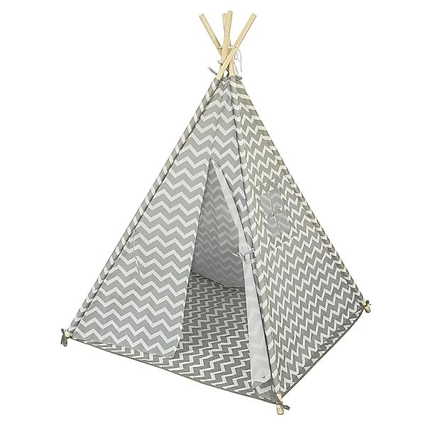 SoBuy Kinderzelt Indoor mit Fenster Spielzelt Spielhaus Weiß-Grau 109x165x1 günstig online kaufen