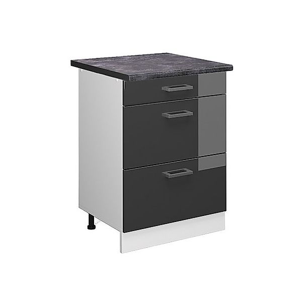 Vicco Küchenunterschrank R-Line Anthrazit Hochglanz/Weiß 60 cm mit Schublad günstig online kaufen