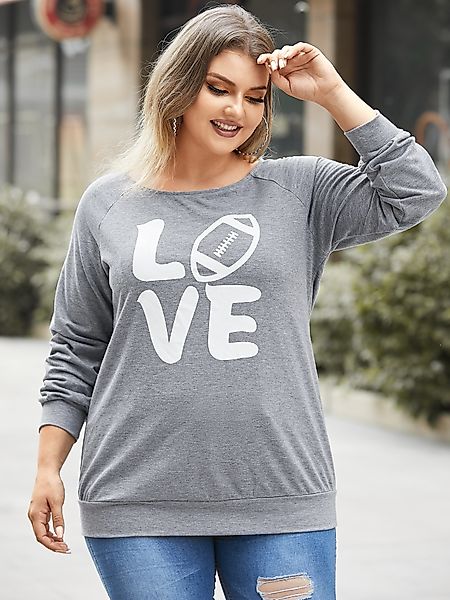 YOINS Plus Größe Rundhalsausschnitt Buchstabe Langarm Sweatshirt günstig online kaufen