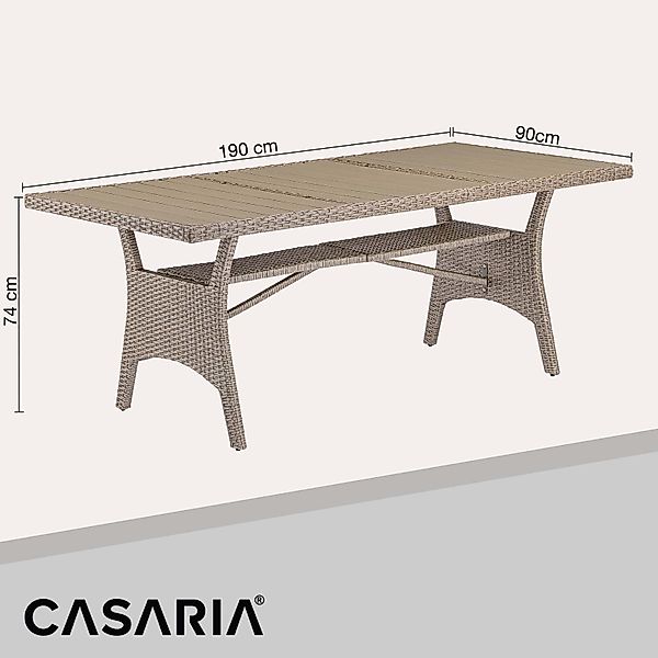 Casaria Gartentisch (1-St), Wetterfest 190x90x75cm WPC günstig online kaufen