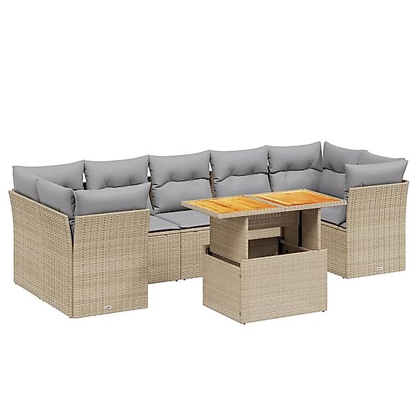 vidaXL 8-tlg Garten-Sofagarnitur mit Kissen Beige Poly Rattan Modell 350 günstig online kaufen