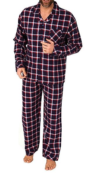 Normann Pyjama Durchknöpfbarer Herren Flanell-Pyjama mit Karo-Muster günstig online kaufen