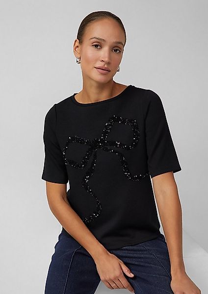 s.Oliver Kurzarmshirt T-Shirt Viskose-T-Shirt im Relaxed Fit mit Pailletten günstig online kaufen