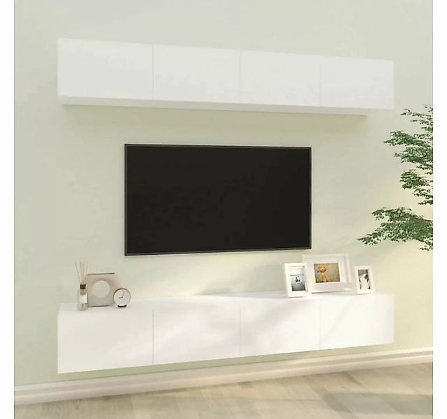 furnicato TV-Schrank TV-Wandschränke 4 Stk. Weiß 100x30x30 cm günstig online kaufen
