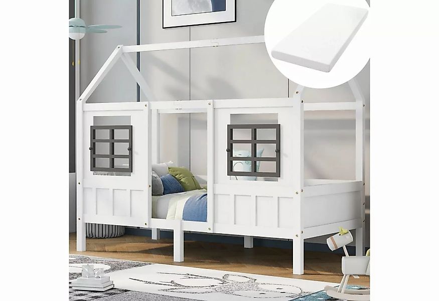 SOFTWEARY Kinderbett (Hausbett mit Komfortschaummatratze, 90x200 cm), 16 cm günstig online kaufen