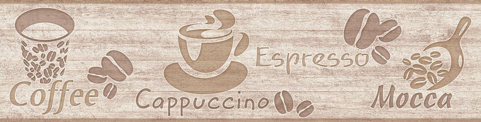 Bricoflor Kaffee Tapete als Bordüre in Beige Küchenbordüre mit Kaffeebohnen günstig online kaufen