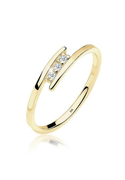 Elli DIAMONDS Verlobungsring Verlobungsring Trio Diamant 0.045 ct. 375 Gelb günstig online kaufen