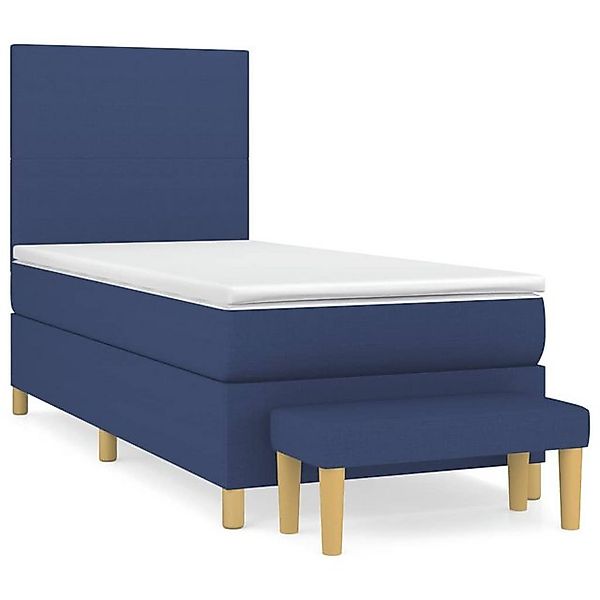 vidaXL Boxspringbett, Boxbett mit Matratze Blau 90x200 cm Stoff günstig online kaufen