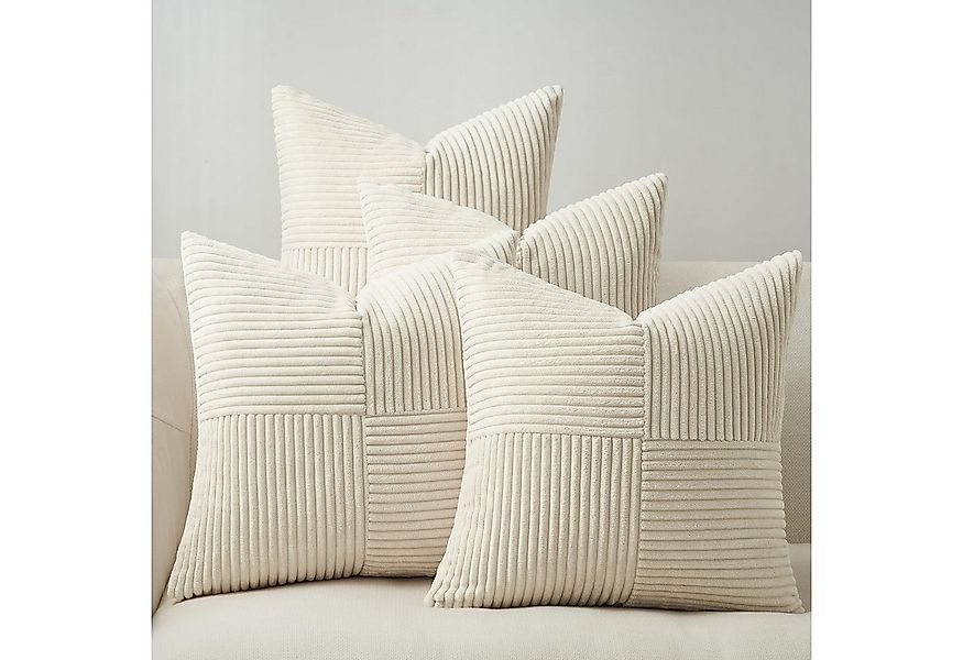 Topfinel Kissenbezug 40x40 4er set Kissenbezüge 50x50 Kordsamt mit Streifen günstig online kaufen