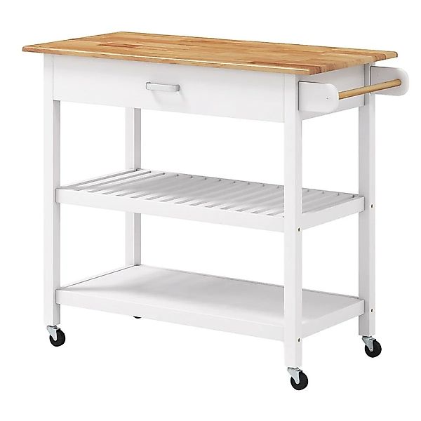 Costway Küchenwagen Mobile Kücheninsel mit 2 Offenen Ablagen Weiß günstig online kaufen