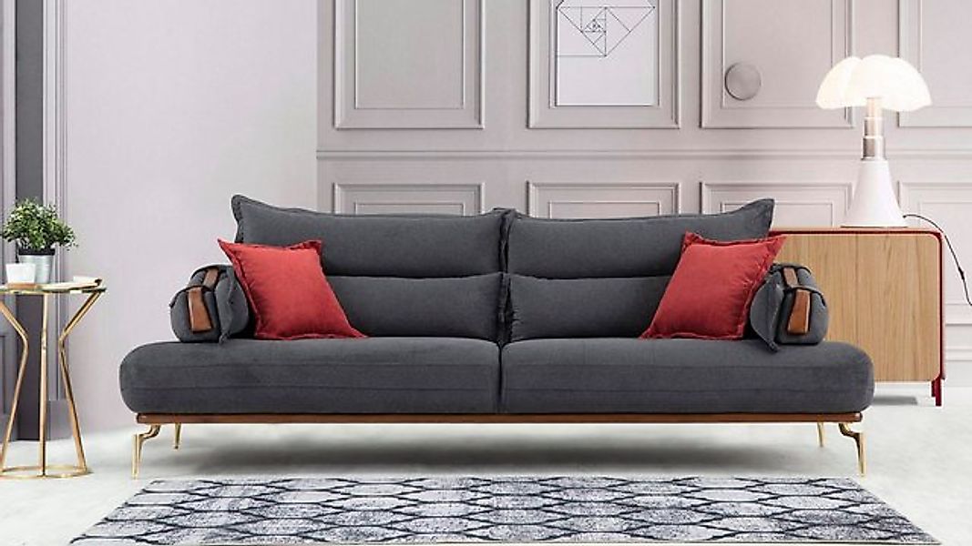Xlmoebel 3-Sitzer Exzellentes 3-Sitzer Sofa zeitgemäßes Holz Wohnzimmermöbe günstig online kaufen