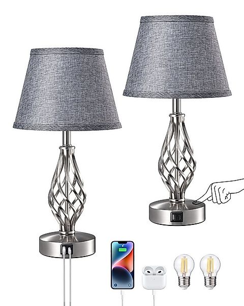 EDISHINE LED Nachttischlampe Touch Dimmbar 2er Set, LED wechselbar, Tischla günstig online kaufen