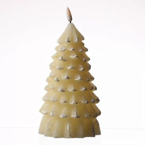 MARELIDA LED Kerze Tannenbaum flackernd Echtwachs H: 20cm creme günstig online kaufen