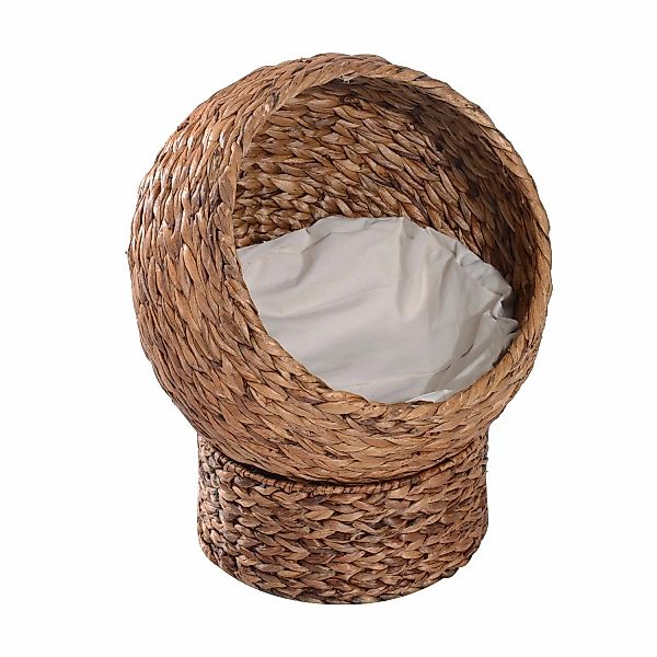 PawHut Tierhaus Katzenbett, mit Kissen, Wasserhyazinthe, günstig online kaufen