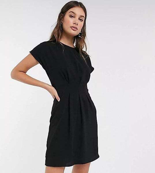 ASOS DESIGN Tall – Minikleid mit geraffter Taille in Schwarz günstig online kaufen