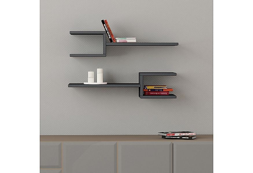 Decortie Bücherregal Fork, Modernes Schwimmendes Regal Set, 75 x 19,6 x 18, günstig online kaufen