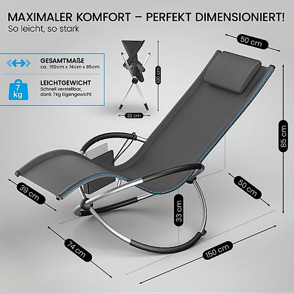 ELONEO Gartenliege Schaukelliege Outdoor mit Tasche, günstig online kaufen