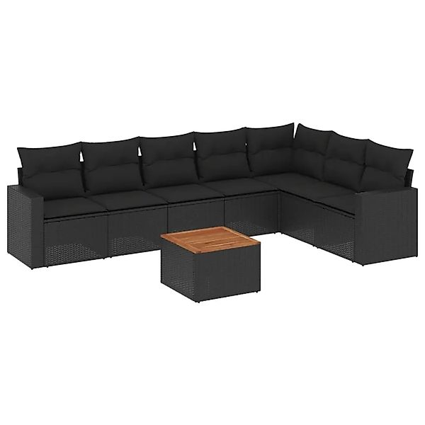 vidaXL 8-Tlg Garten-Sofagarnitur mit Kissen Schwarz Poly Rattan 3256482 günstig online kaufen