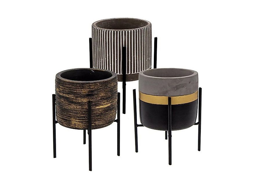 Centi Pflanzkübel Deko Pflanztopf Set mit Metallfüßen, Zement (3er-Set) günstig online kaufen