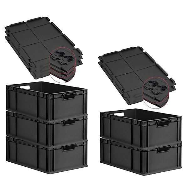 PROREGAL SuperSparSet 5x Eurobox Nextgen Grip Mit Scharnierdeckel Und Schwa günstig online kaufen