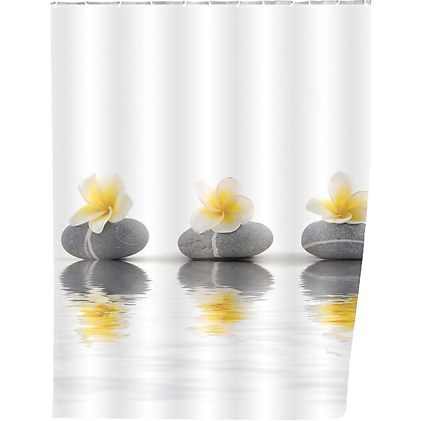 Wenko Duschvorhang Stones with Flower 200 cm x 180 cm günstig online kaufen