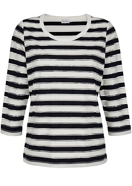 Alba Moda Kurzarmshirt "Shirt Shirt mit transparenten Streifen" günstig online kaufen