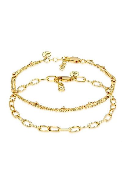 Elli Premium Armband Set Glieder Layer Kugel (2 tlg) 925 Silber vergoldet, günstig online kaufen