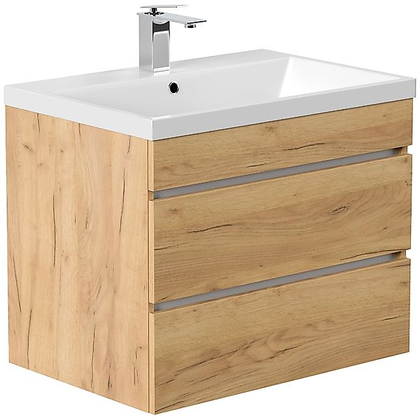 Posseik Badmöbel Fellini 70 SoftClose mit Grifflosen Schubladen Eiche Gold günstig online kaufen