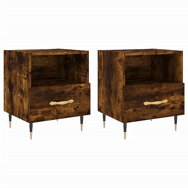 vidaXL Nachttische 2 Stk Räuchereiche 40x35x47,5 cm Holzwerkstoff Modell 7 günstig online kaufen
