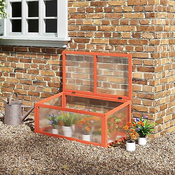 Outsunny Frühbeet Treibhaus mit Abdeckung, wetterfest, aus Holz und Polycar günstig online kaufen