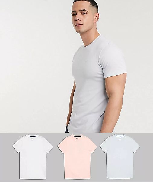 Hollister – Schmal geschnittene T-Shirts mit Rundhalsausschnitt und Möwenlo günstig online kaufen