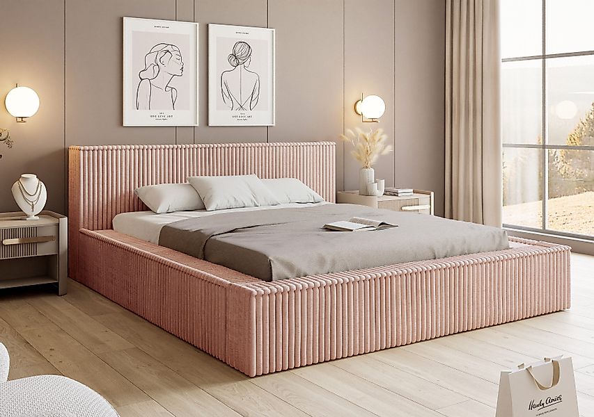 Goldstoff Polsterbett Veloria mit Bettkasten und günstig online kaufen