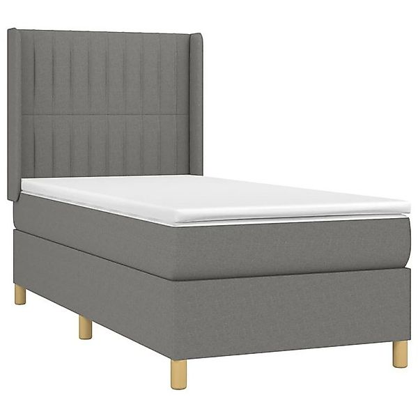 vidaXL Bett Boxspringbett mit Matratze & LED Dunkelgrau 80x200 cm Stoff günstig online kaufen
