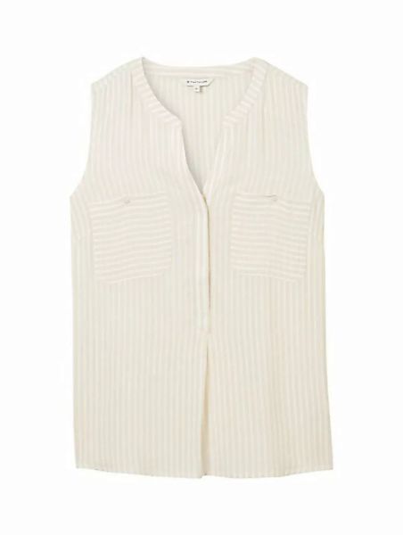 TOM TAILOR Blusenshirt striped blouse top, beige white stripe günstig online kaufen