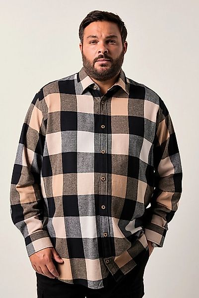 Men Plus Businesshemd Karo-Flanellhemd Langarm Kentkragen Comfort Fit günstig online kaufen