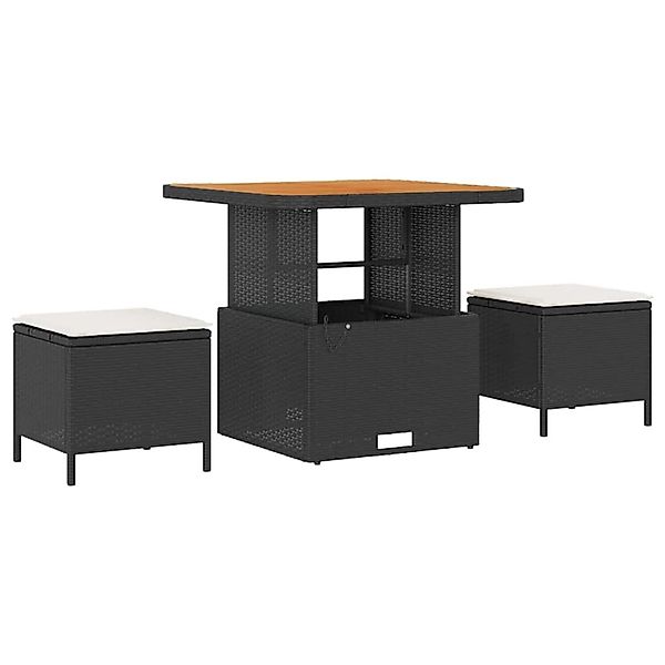 vidaXL Garten Essgruppe 3-Tlg Schwarz Poly Rattan 42007912 günstig online kaufen