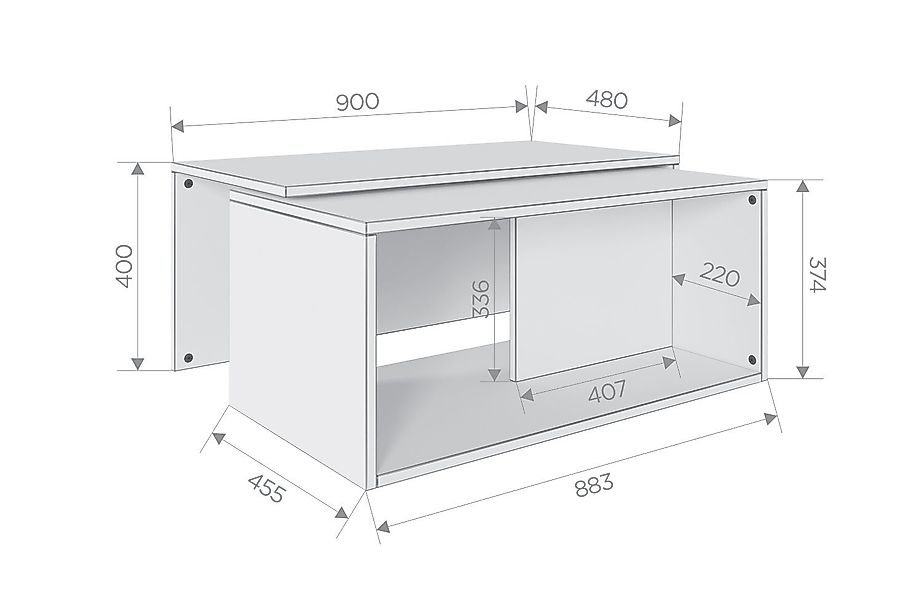 Platan Room Couchtisch Wohnzimmertisch 90x48x40 cm günstig online kaufen