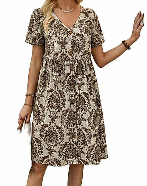 AFAZ New Trading UG Sommerkleid Bedrucktes, geknöpftes Sommerkleid für Dame günstig online kaufen
