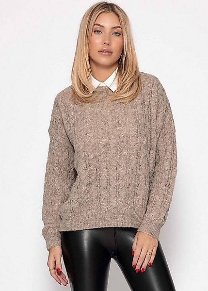 SASSYCLASSY Strickpullover Pullover mit Zopfmuster für Damen Weicher Zopfst günstig online kaufen