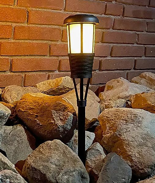 Solar Fackel mit Flammeneffekt Schwarz LED Lichtsensor Gartenfackel 61cm günstig online kaufen