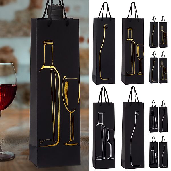 CEPEWA Weinflaschenhalter Flaschentüte 'Wein' 4 Motive günstig online kaufen