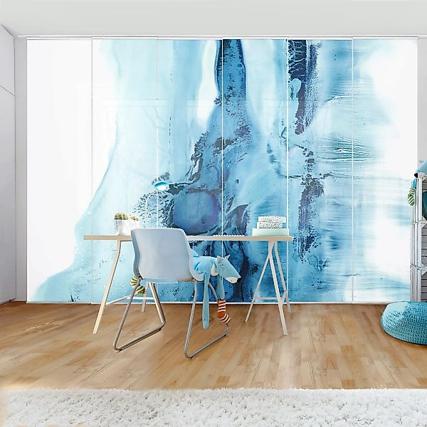Schiebegardinen Set Abstrakt Blaue Strömung II günstig online kaufen