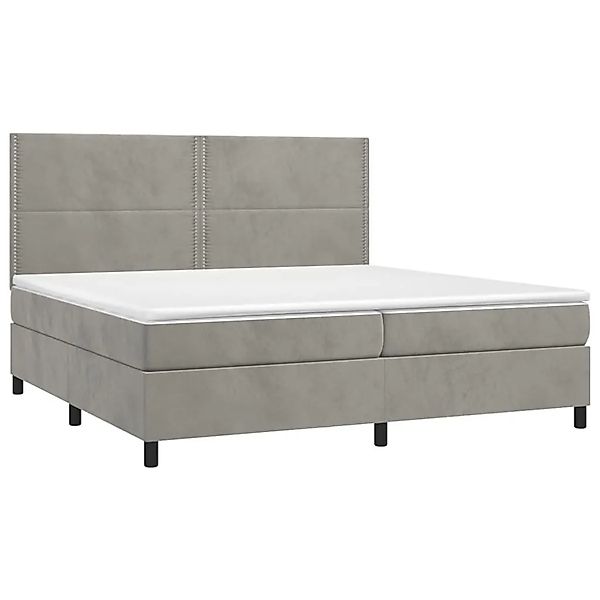 vidaXL Boxspringbett mit Matratze & LED Hellgrau 200x200 cm Samt 3136083 günstig online kaufen