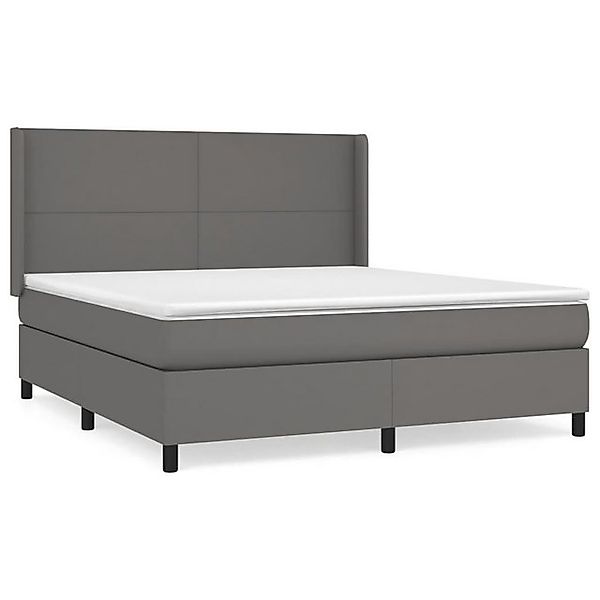 vidaXL Boxspringbett, Boxbett mit Matratze Grau 180x200 cm Kunstleder günstig online kaufen