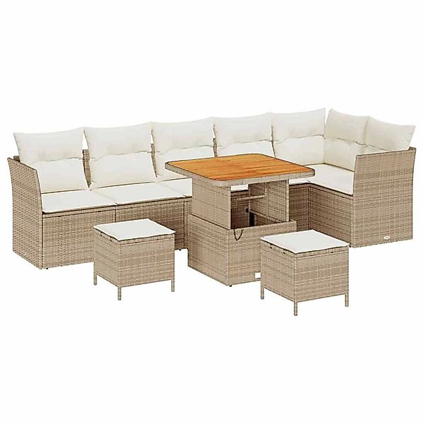 vidaXL Garten-Sofa-Set 9-Tlg Beige Poly Rattan 3361501 günstig online kaufen