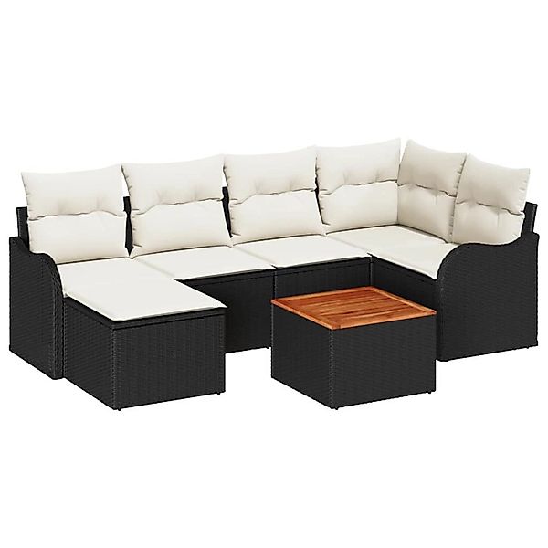 vidaXL Garten-Sofa-Set 7-Tlg Schwarz Poly Rattan 3347474 günstig online kaufen