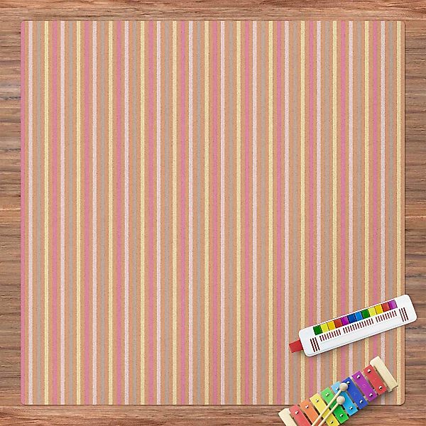Kork-Teppich No.YK48 Streifen Rosa-Gelb günstig online kaufen